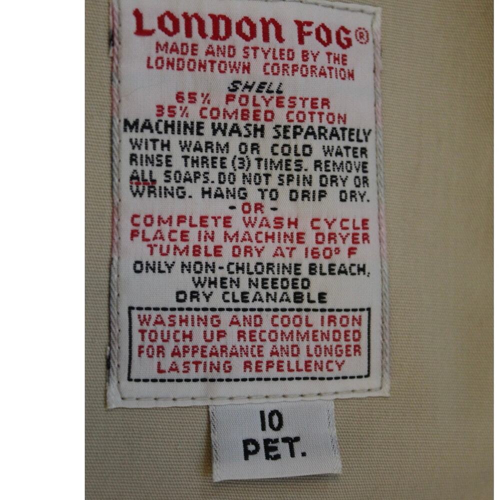 London Fog Vintage Tan Trench Coat Zip-Out Liner Belted Classic Size 10P - Picture 7 of 8
